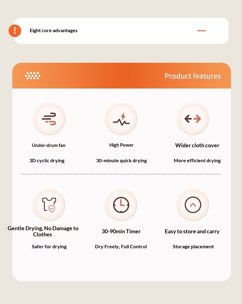 2026 New Portable Clothes Dry Travel-Friendly Home Dryer Smart Quick-Dry Portable Foldable Baby Clothes Dryer Energy-saving and power-efficient