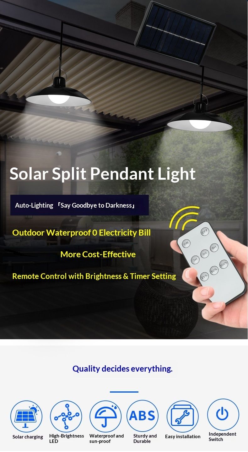Dual-Use Design (Charges Outdoors, Powers Indoors) New Split-Type Solar Lights LED SMD Remote Sensor Waterproof Outdoor Garden/Courtyard/Camping Tent/Pendant Lights 1~5 Days Fast Delivery