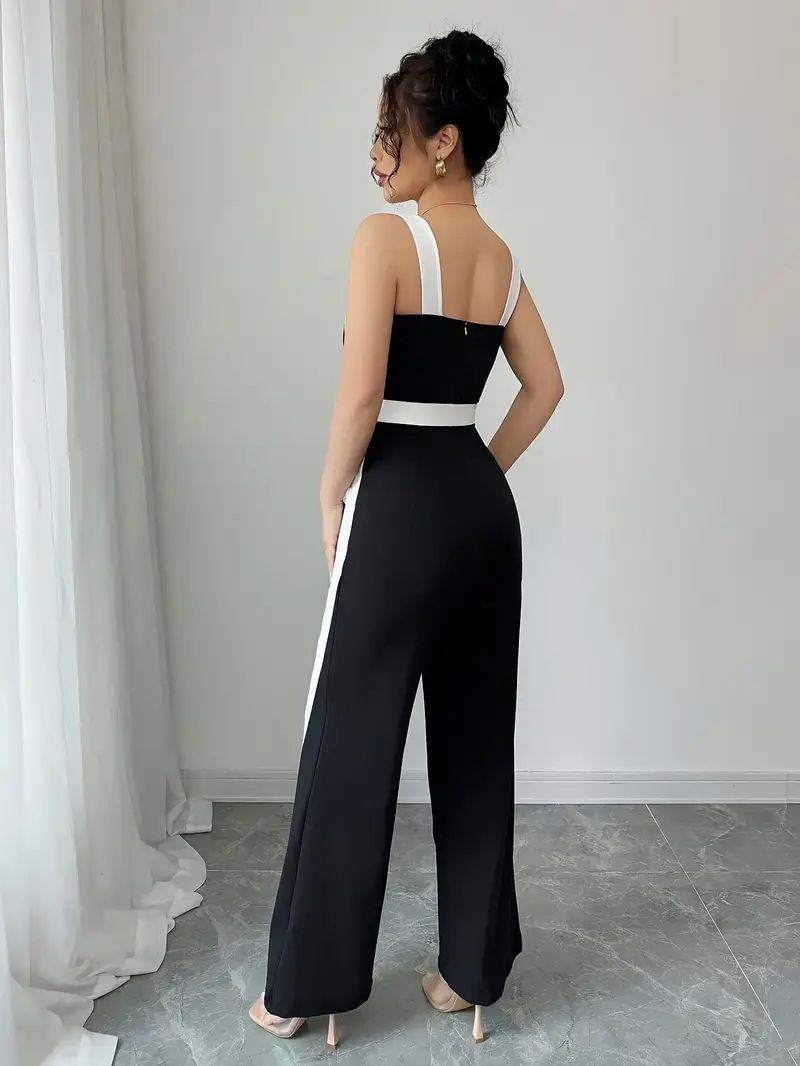 New Spring/Summer Strapless Jumpsuit Features black-and-white color-blocking design Slimming and figure-flattering jumpsuit Suitable for daily commuting, business gatherings, dates, and more