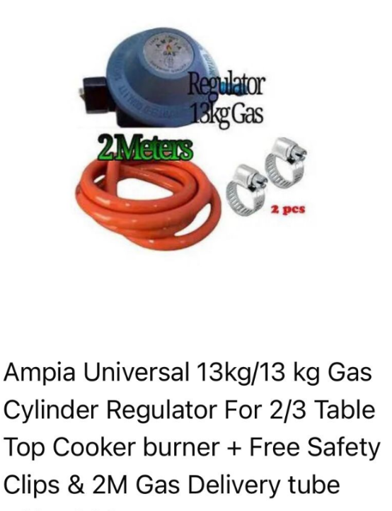Cosco QUALITY SAFE COMPATIBLE STANDARD 13KG GAS CYLINDER REGULATOR PLUS 2M PIPE & CLIPS.