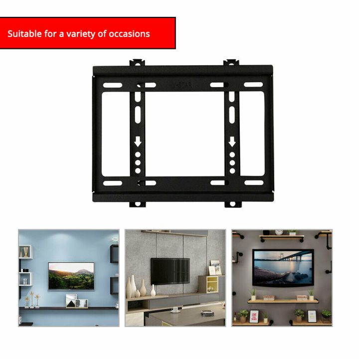 Universal Flat Panel TV Wall Mount Bracket – Heavy-Duty Steel – Slim Low Profile for LED/LCD/Plasma TVs 14–43" – Secure, Space-Saving, Easy Installation