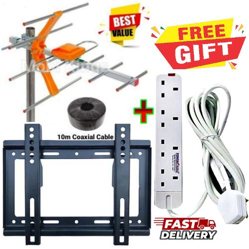 Digital TV Ariel//FREE CABLE,FREE CONNECTOR,Free Extension/FREE 14-42 Wall Mount
