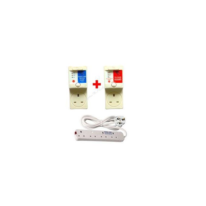 Fk Fridge&TV Guard, surge Protectors +Free Extension, Fridge + TV Guard + 4 Wy Powerking Extension Cable