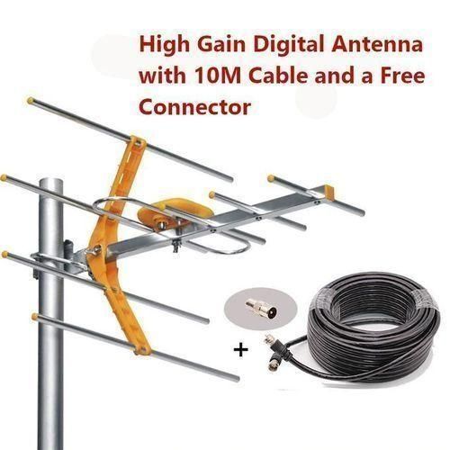 Phelistar Digital TV Aerial + 10mtr Cable + Free Cable Clips