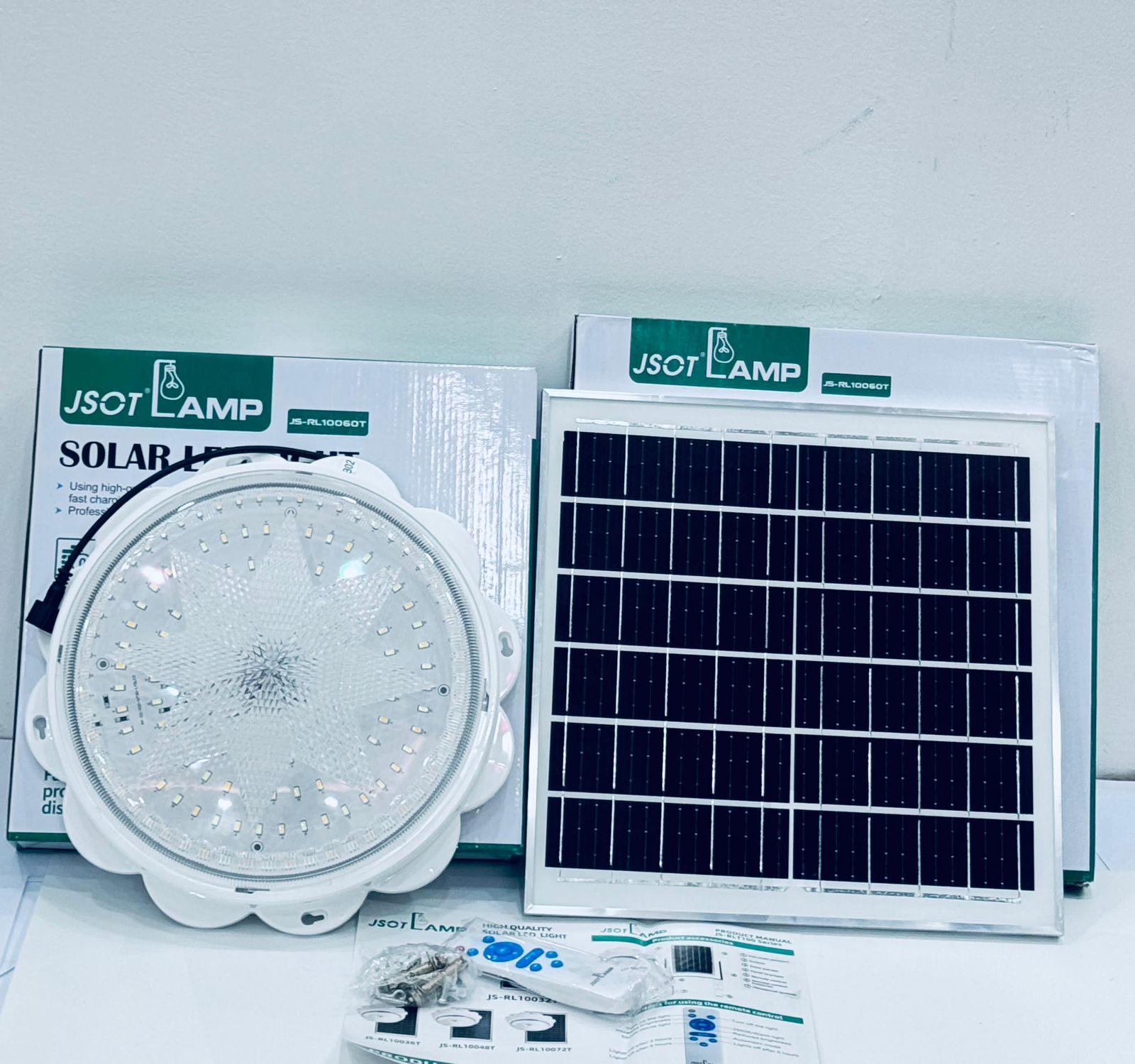 100w Solar Ceiling / Pendant Lights Indoor Intelligent LED Lamp with Remote Control, 3 Light Color Switching, 1000LM Outdoor Solar Powered Barn Light for Shed, Porch, Patio, Garage