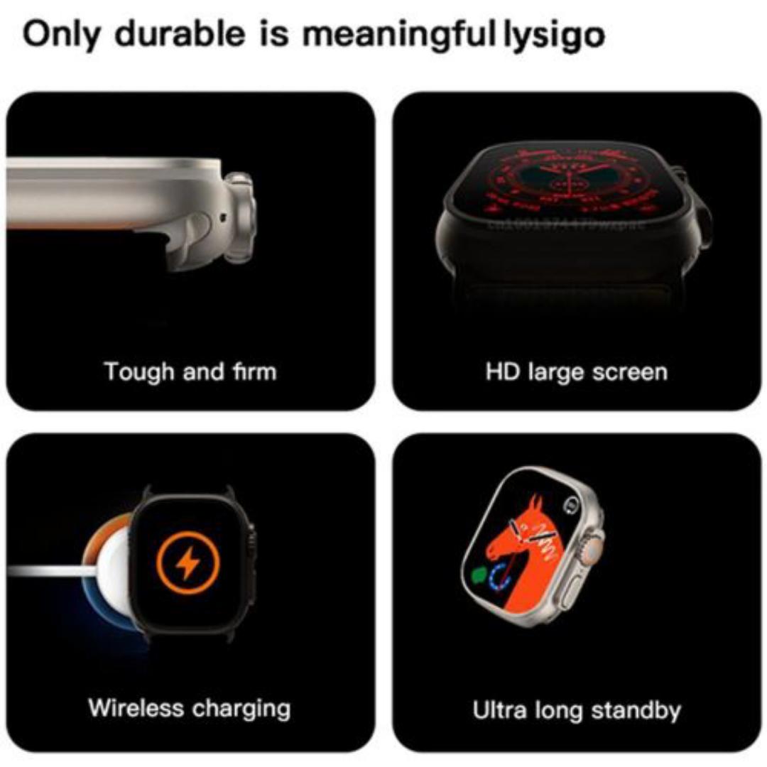 New wrist Unisex Ladies Men Smartwatch T900Ultra Big Silver Smart Watch Green Straps Smartwatch' Touch Screen Bluetooth Durable Waterproof