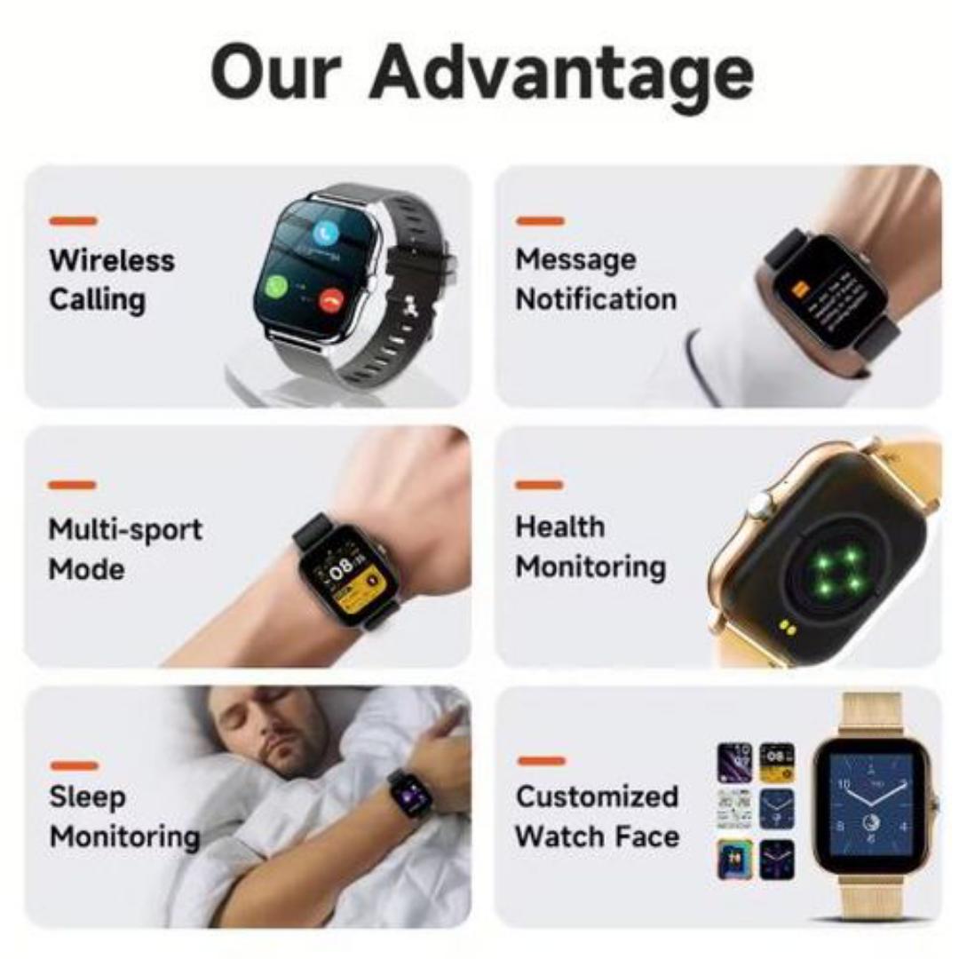 New wrist Unisex Ladies Men Smartwatch T900Ultra Big Silver Smart Watch Green Straps Smartwatch' Touch Screen Bluetooth Durable Waterproof