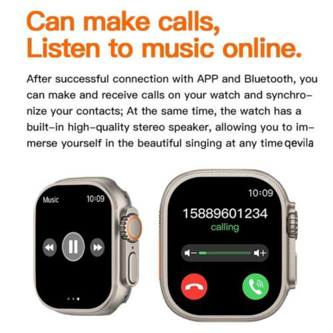 New wrist Unisex Ladies Men Smartwatch T900Ultra Big Silver Smart Watch Green Straps Smartwatch' Touch Screen Bluetooth Durable Waterproof