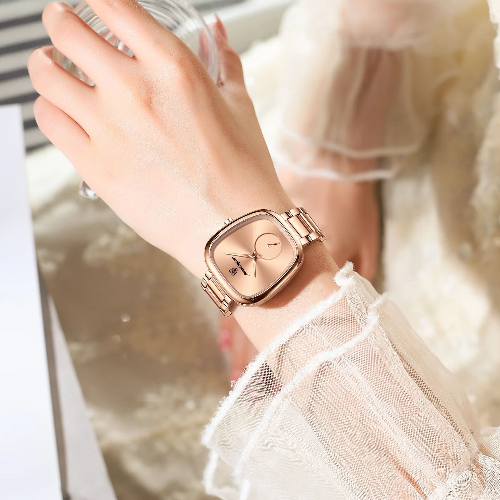 POEDAGAR 783 Ladies Elegant  Women'S Fashion Business waterproof Timepiece, Silver Watch with a Stainless Steel Mesh Band, Quartz Movement, Perfect for Romantic Gifts on Special Dates for ladies