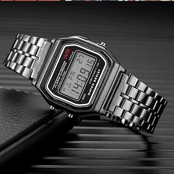 Casio Vintage Watch Couple Combo Watch 2Watches Rosegold+Black F91W Steel Band Watch Retro LED Digital Sports Dial Unisex Military Waterproof Electronic Wrist Band Clock For Ladies Men Business Watch