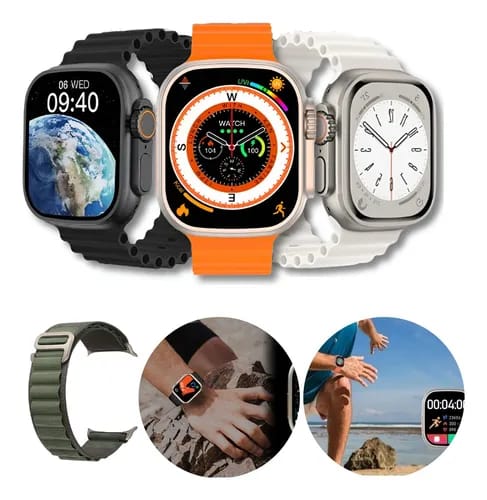 New wrist Unisex Ladies Men Smartwatch T900Ultra Big Silver Smart Watch Green Straps Smartwatch' Touch Screen Bluetooth Durable Waterproof