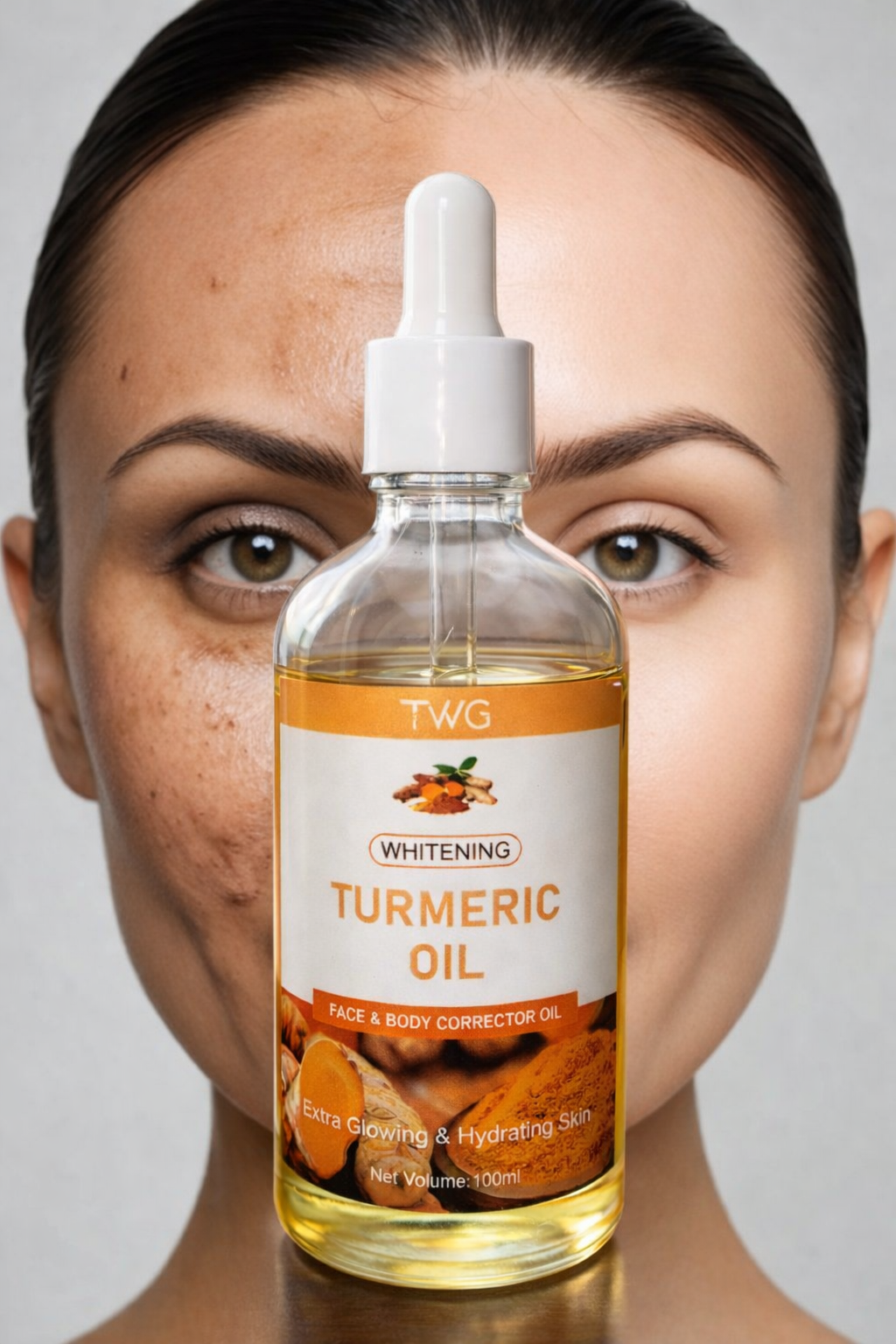 TWG WHITENING & BRIGHTENING TURMERIC OIL , FACE AND BODY CORRECTOR OIL
ANTI DARK SPOTS & ANTI AGING .