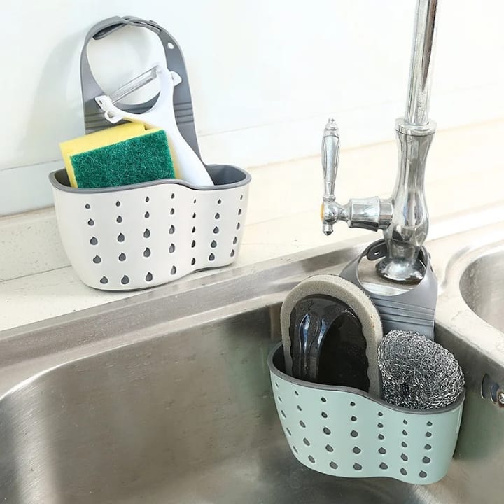 SOAP & SPONGE RACK.Adjustable Kitchen Organizer Sink Shelf Soap Sponge Drain Rack Bathroom Holder Kitchen Gadget, Drain holes design,protect from the growth of bacteria, keeping healthy, clean and dry