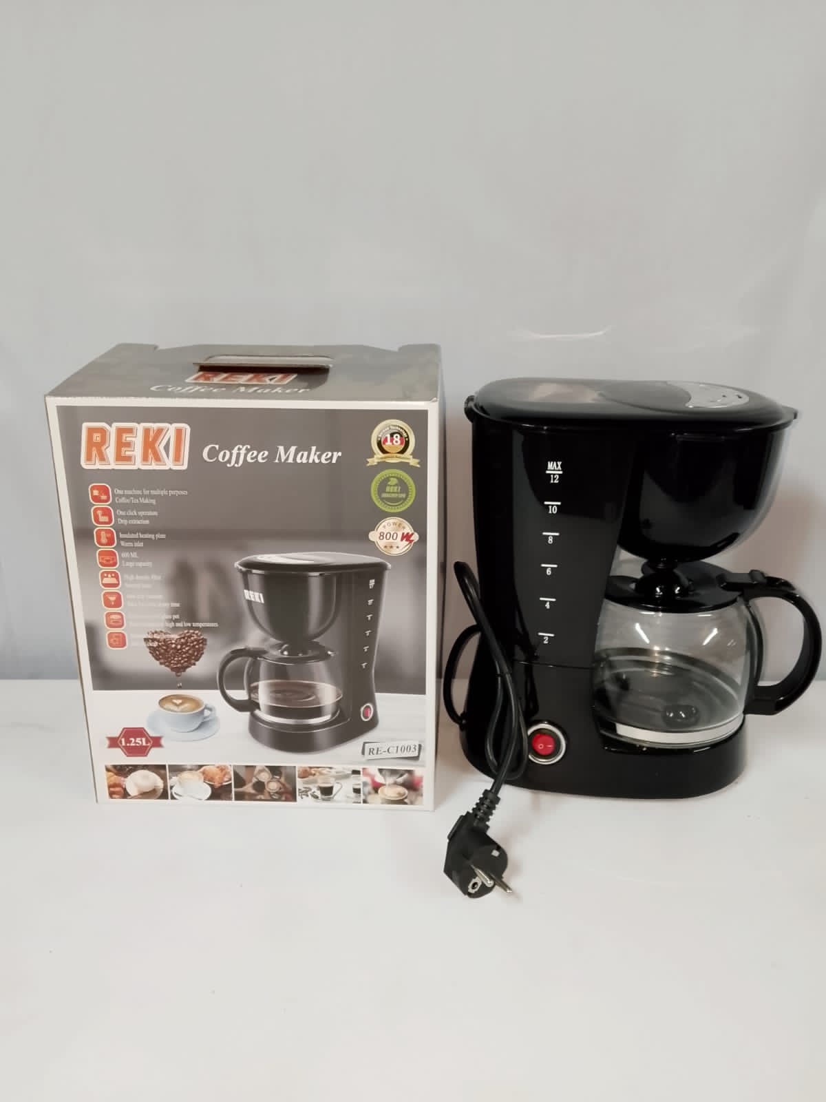 COFFEE MAKER.. Reki 1.25L coffee maker, Aroma twist circulates the coffee for a wonderful taste, LED power switch, Dish washer parts, Water level indication, Automatic shut off