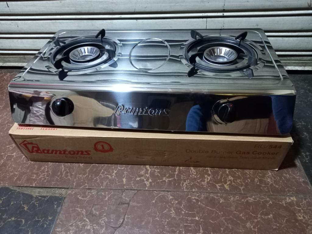 Ramtons 2-Burner Gas Cooker RG544 Dual gas burners, Non-stick Teflon finish, Efficient Whirlwind burners, Pulse auto-ignition.