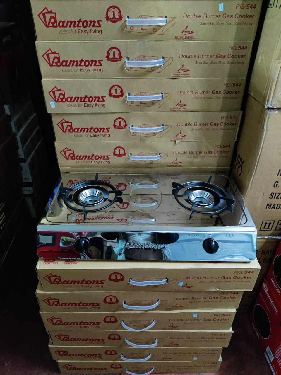Ramtons 2-Burner Gas Cooker RG544 Dual gas burners, Non-stick Teflon finish, Efficient Whirlwind burners, Pulse auto-ignition.