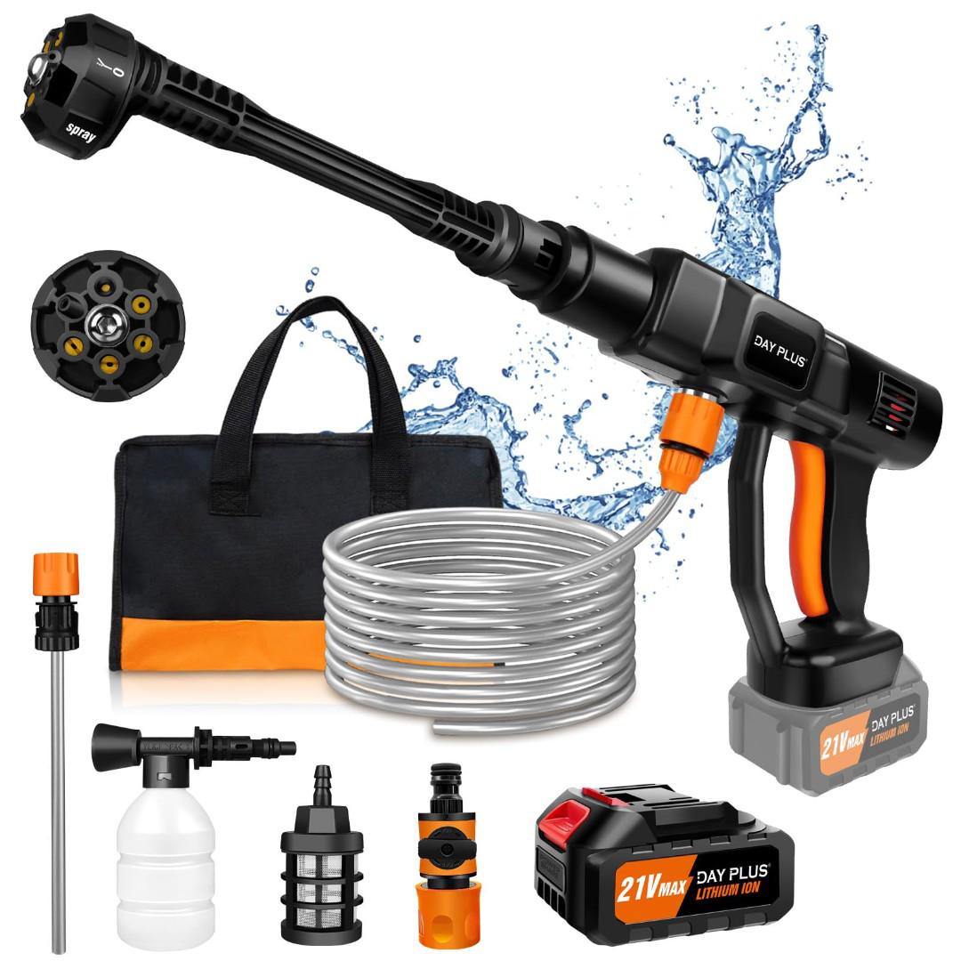 WIRELESS CAR WASH SPRAY GUN MACHINE WITH PORTABLE LITHIUM BATTERY ELECTRIC HIGH PRESSURE WASHER RECHARGEABLE CAR WASH SPRAY GUN- WITH 2 BATTERIES