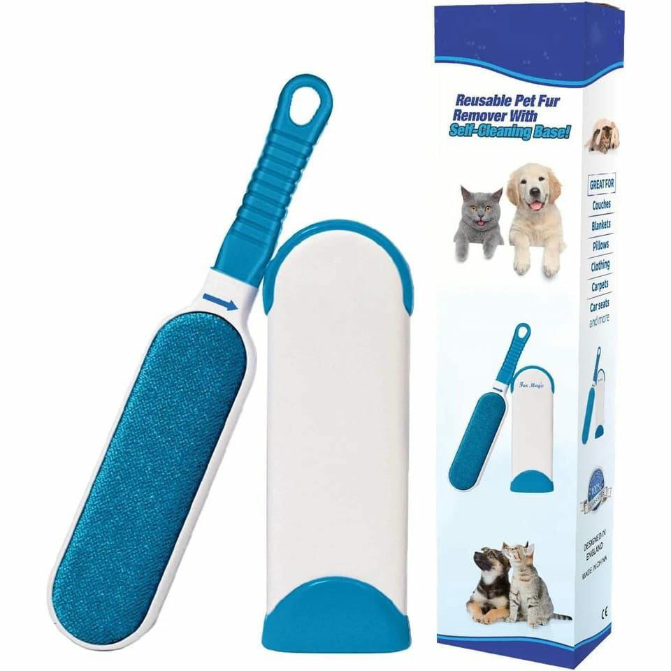 Pet Hair Remover, Reusable Cat Double-Sided Lint Brush with Self Cleaning Base Removes Dog Cat Fur from Clothing, Furniture,Car,Fabric Set-Travel Size Included,Lint Roller Brush