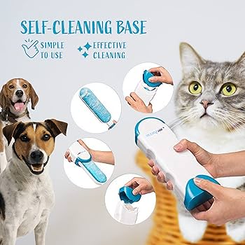 Pet Hair Remover, Reusable Cat Double-Sided Lint Brush with Self Cleaning Base Removes Dog Cat Fur from Clothing, Furniture,Car,Fabric Set-Travel Size Included,Lint Roller Brush
