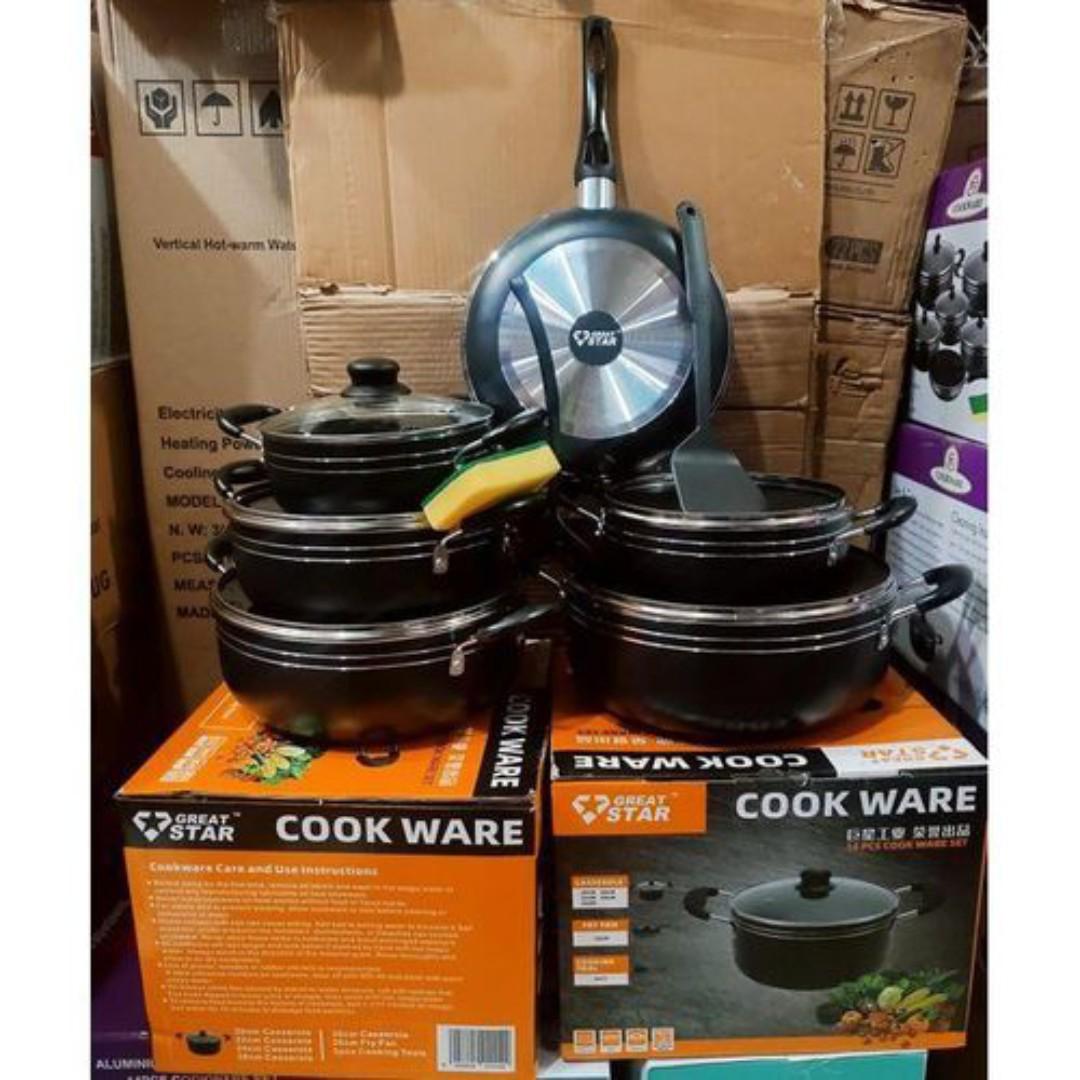 Great star (TC model ) 14 PCs nonstick sufuria cookware set, Heavy Non-Stick Cooking Pot Sufuria With Pan & Cookware Set