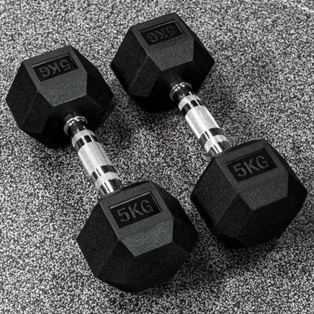 CLEARANCE OFFER 5kg Dumbbells (5 by 5 kg) - Hexagonal Dumbell Body Building Gym/ Home Work Out Weights