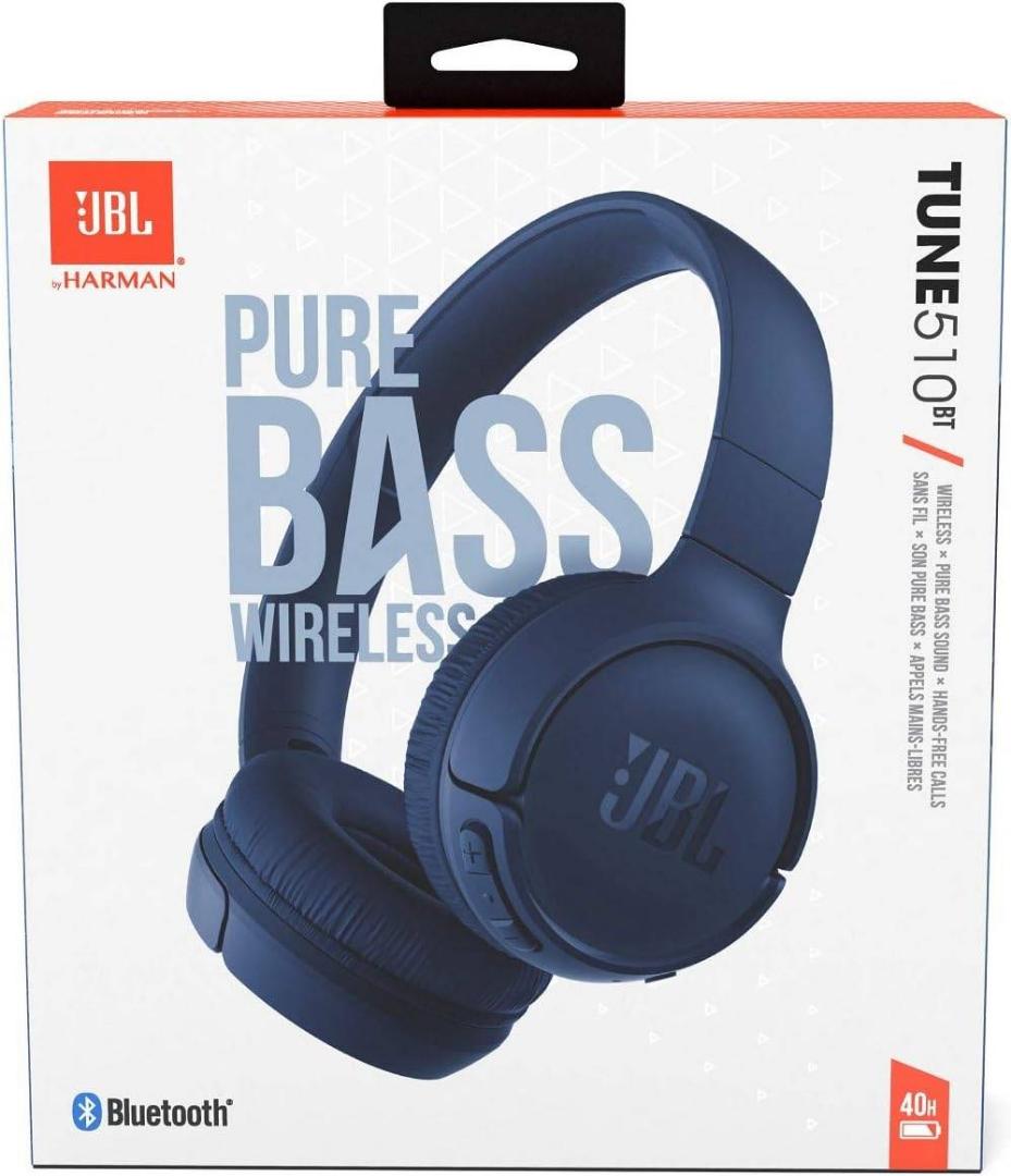 Jbl Tune 510 Wireless Bluetooth Headphones, Pure Bass, 27 Hours of Playtime, Comfortable Over-Ear Design