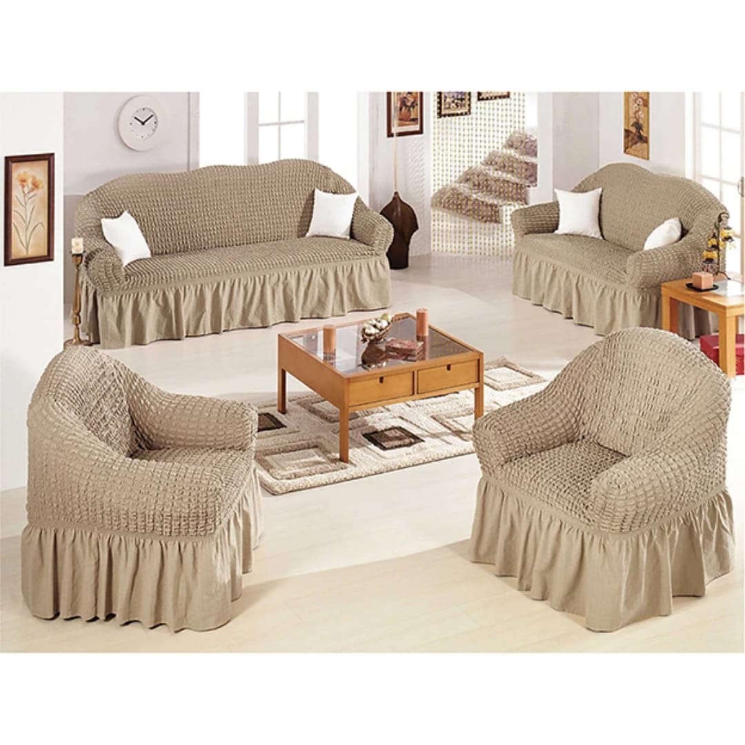 Bubbles Loose Sofa Seat Covers for 7-Seater Set (3+2+1+1) – Stretchable, Washable, Anti-Slip Elastic Fabric Couch Protector