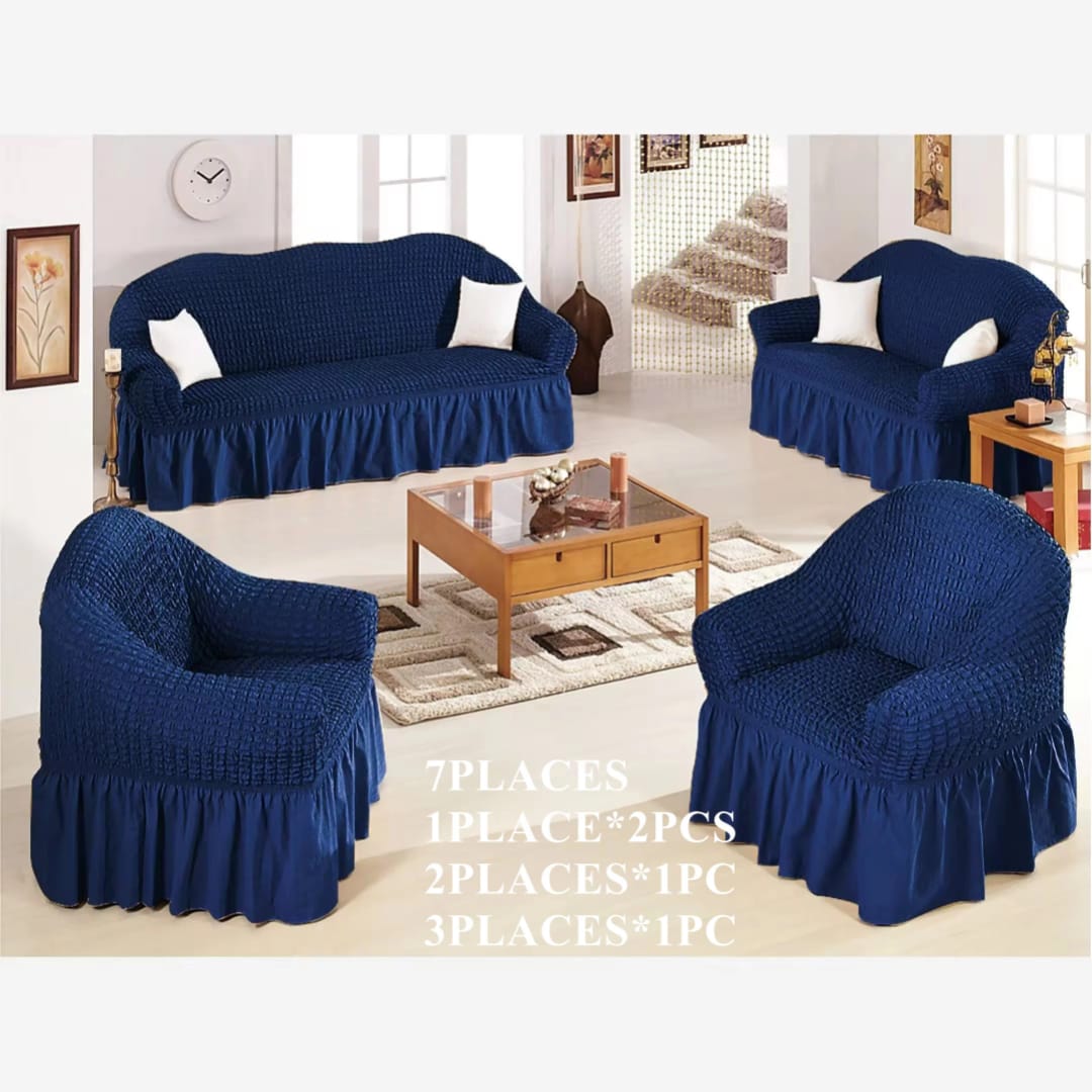 Bubbles Loose Sofa Seat Covers for 7-Seater Set (3+2+1+1) – Stretchable, Washable, Anti-Slip Elastic Fabric Couch Protector