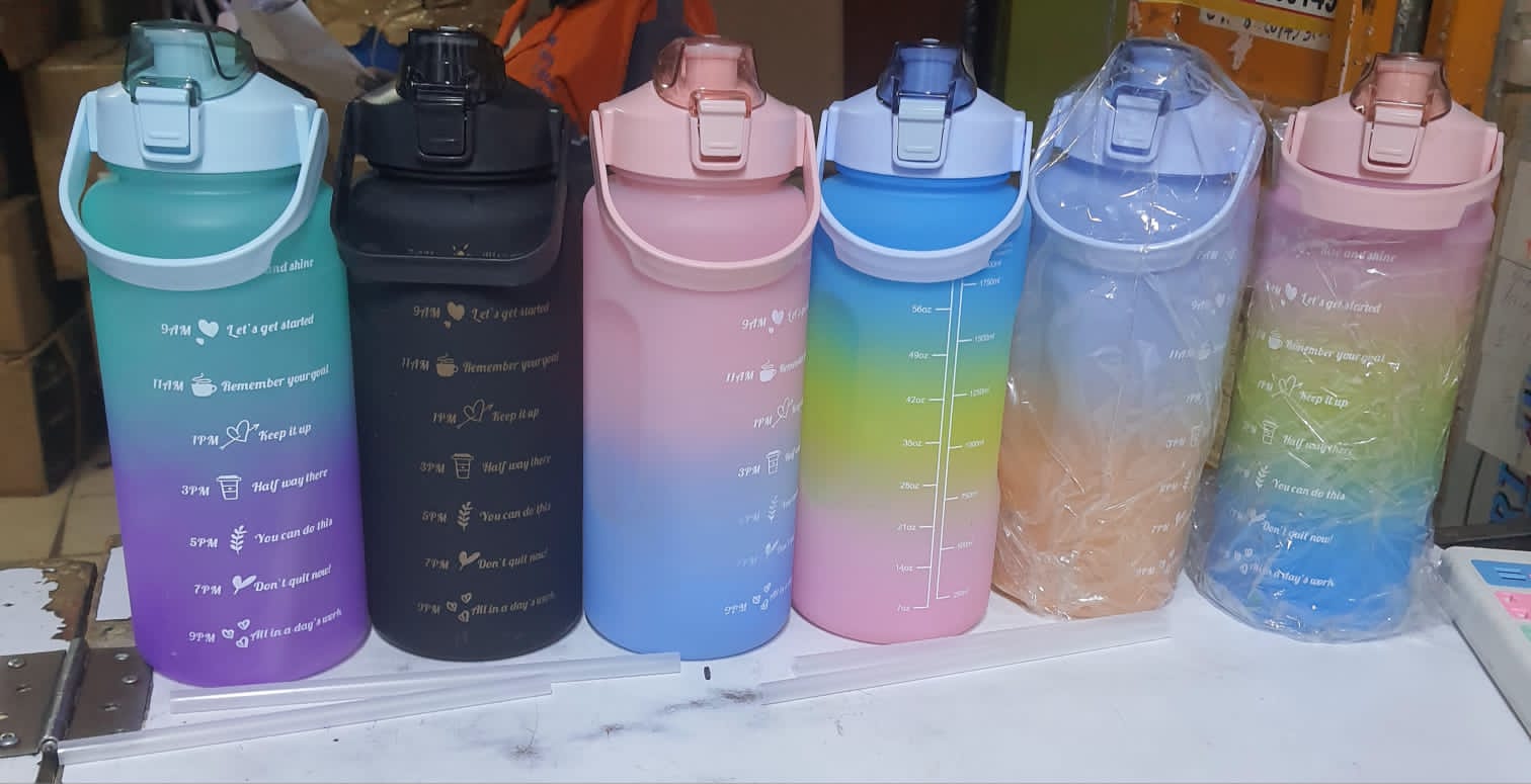 3-in-1 Set Water Bottle Motivational Sports Leakproof Water Bottle