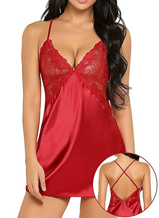 Nightgowns & Sleepshirts New product hot sale Women Nightgowns Satin Lace Sleepwear Nightwear Pyjama Women Home Clothing Sleepwear Black Nightgowns & Sleepshirts lace pajamas Women's comfort black S