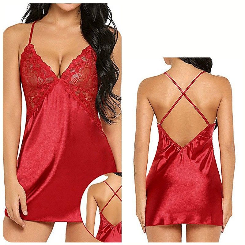 Nightgowns & Sleepshirts New product hot sale Women Nightgowns Satin Lace Sleepwear Nightwear Pyjama Women Home Clothing Sleepwear Black Nightgowns & Sleepshirts lace pajamas Women's comfort black S