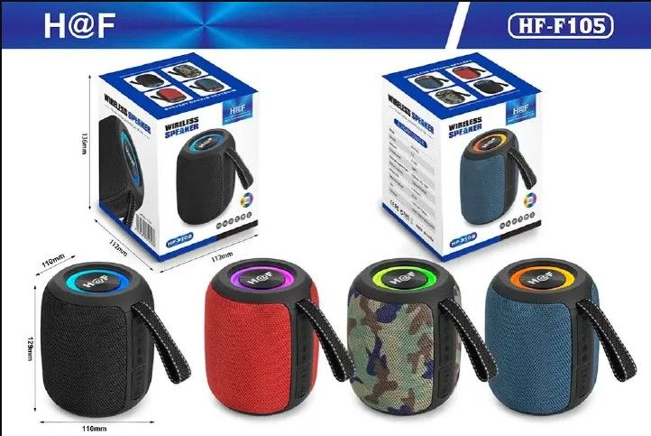 H@F HF-F105 COMPACT BLUETOOTH SPEAKER – RGB LED LIGHT, MULTI-SOURCE PLAYBACK & 6-HR BATTERY