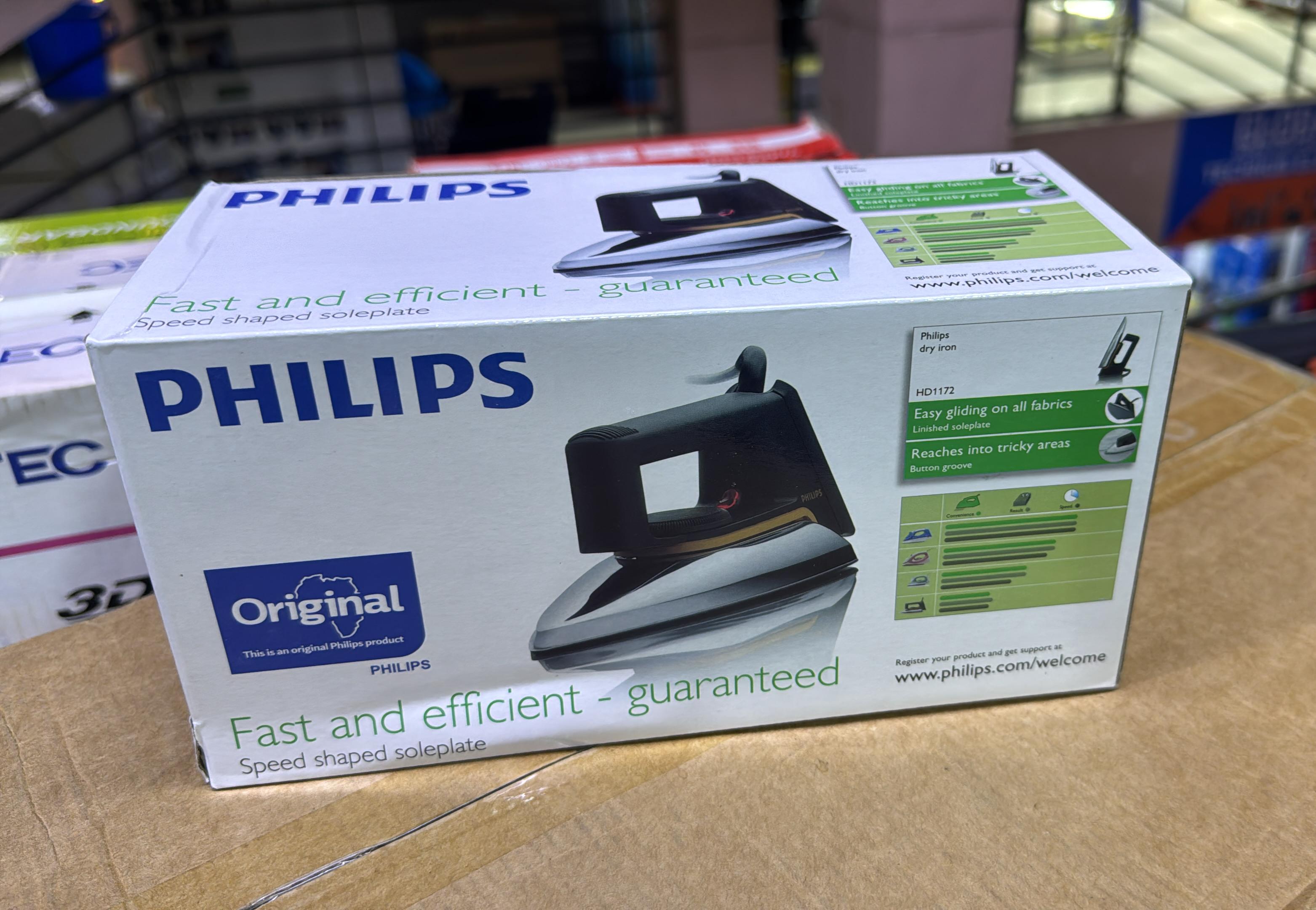 PHILIPS DRY IRON HD1172 – FAST HEAT, NON-STICK SOLEPLATE, DURABLE DESIGN