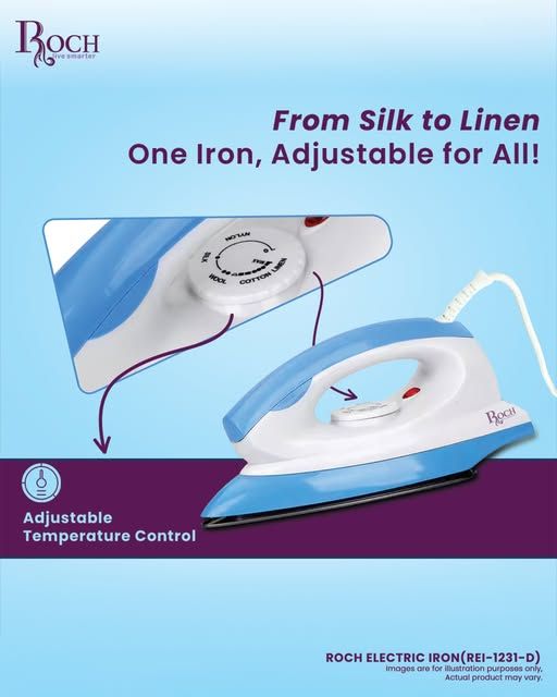 ROCH POWER DRY IRON — FAST HEATING, NON-STICK SOLEPLATE & PRECISE TEMPERATURE CONTROL