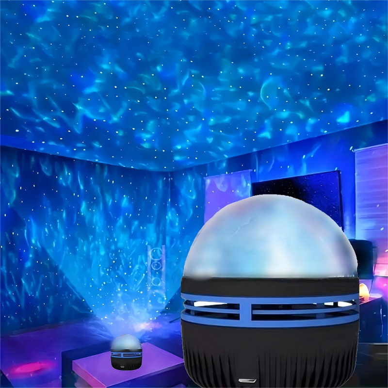 LED starry sky projector, aurora atmosphere light, water ripple spiral cloud mist starry sky light, bedroom night light.