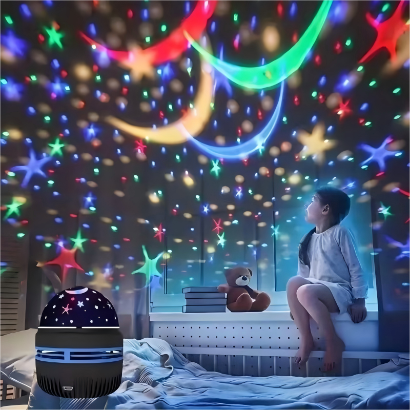 LED starry sky projector, aurora atmosphere light, water ripple spiral cloud mist starry sky light, bedroom night light.
