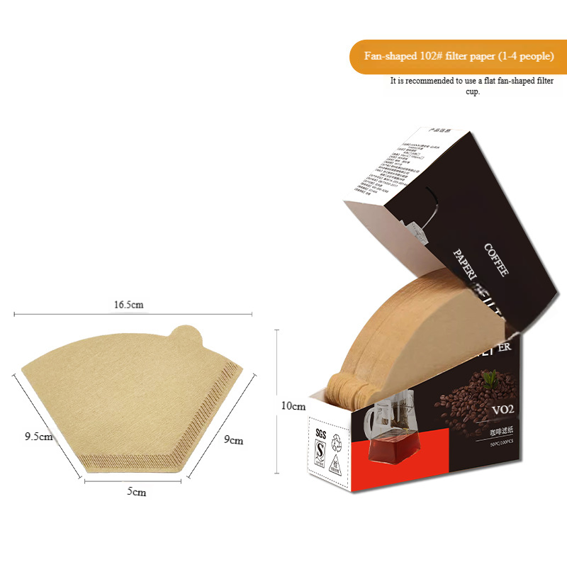Food-grade coffee filter paper, cone-shaped, for manual pour-over coffee, disposable V02 filter paper for 1-4 people