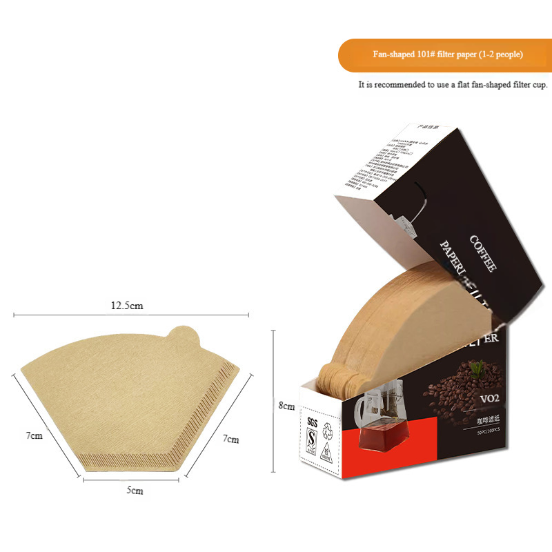 Food-grade coffee filter paper, cone-shaped, for manual pour-over coffee, disposable V02 filter paper for 1-4 people