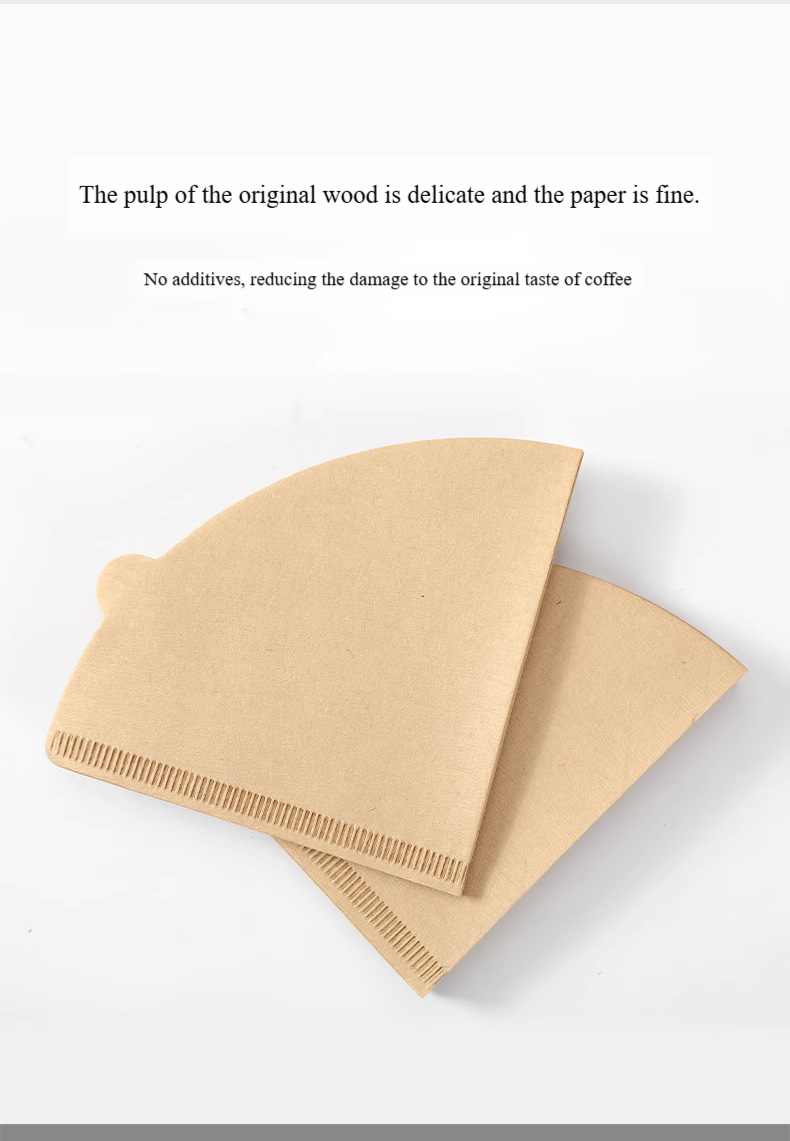 Food-grade coffee filter paper, cone-shaped, for manual pour-over coffee, disposable V02 filter paper for 1-4 people