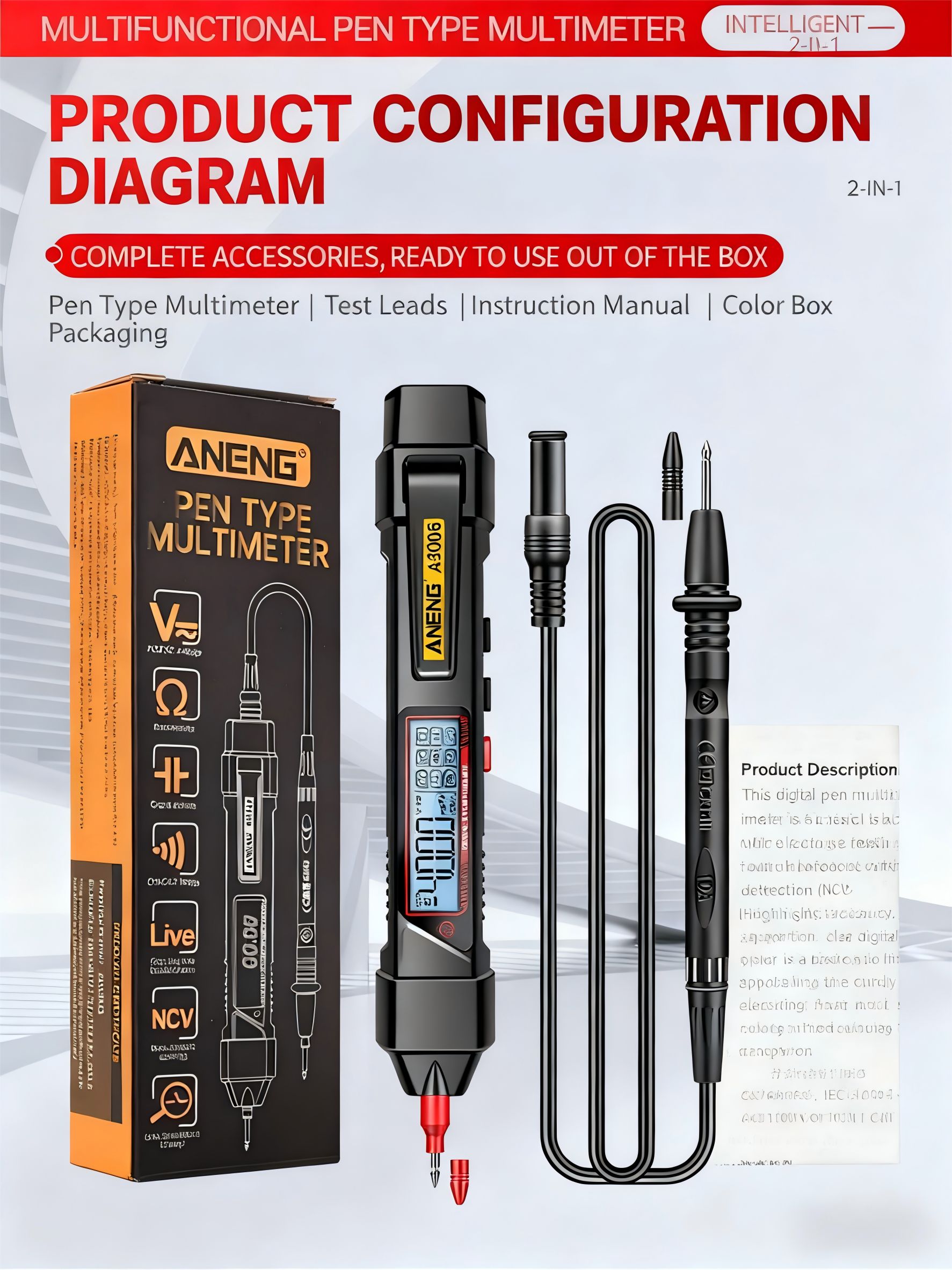 Pen-type Digital Multimeter High Precision Electrician Special Voltage Measurement Multi-function Circuit Tester Inductive Electric Pen