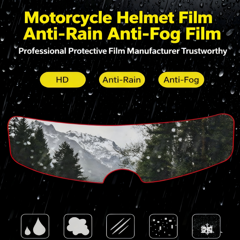 High-definition rainproof and anti-fog visor film for motorcycle and electric bike helmets, universal waterproof and anti-fog protective film for riding safety helmets