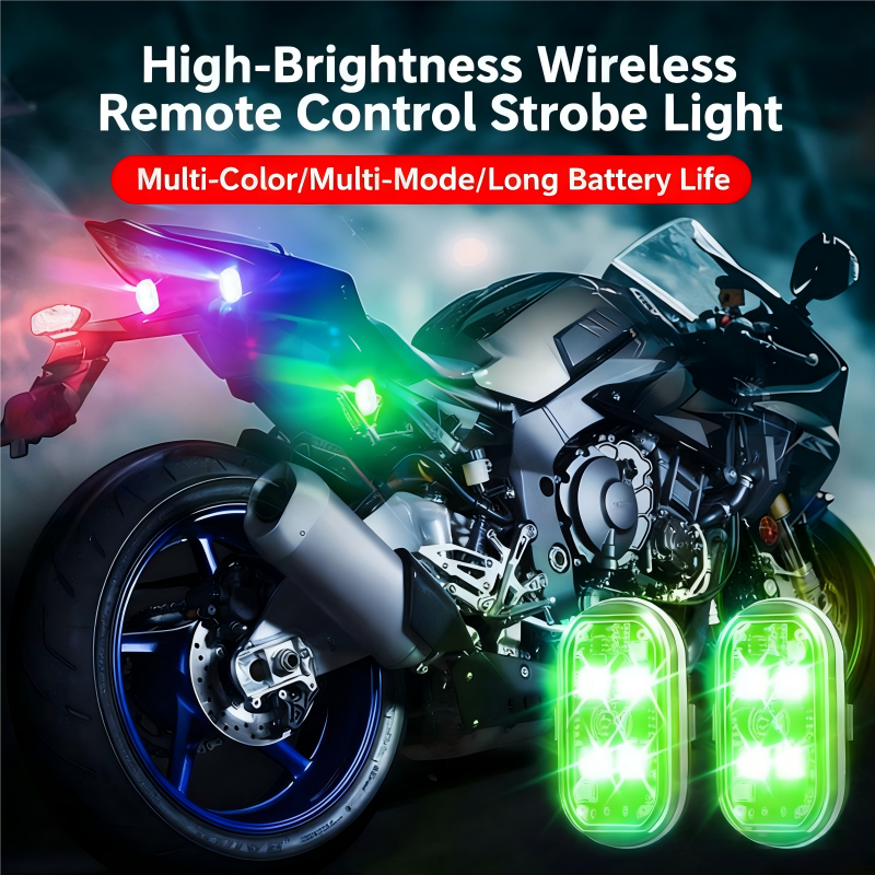 Motorcycle strobe light, car wireless navigation light, LED strobe light without wiring modification, wireless remote control super bright warning light, motorcycle cruise modified airplane light