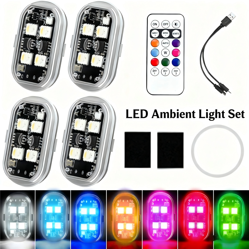 Motorcycle strobe light, car wireless navigation light, LED strobe light without wiring modification, wireless remote control super bright warning light, motorcycle cruise modified airplane light