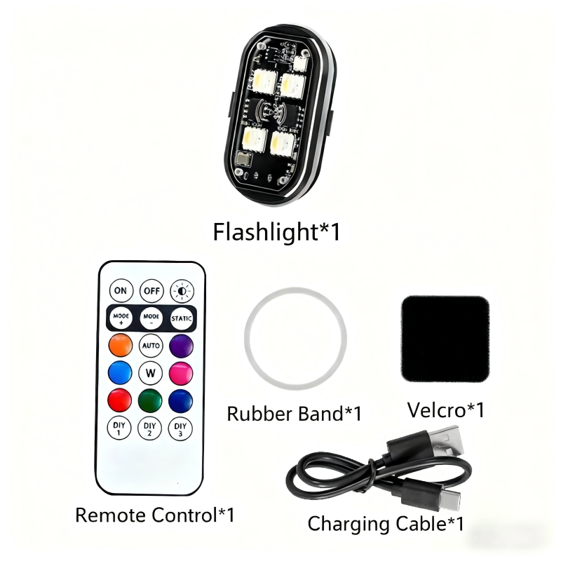 Motorcycle strobe light, car wireless navigation light, LED strobe light without wiring modification, wireless remote control super bright warning light, motorcycle cruise modified airplane light