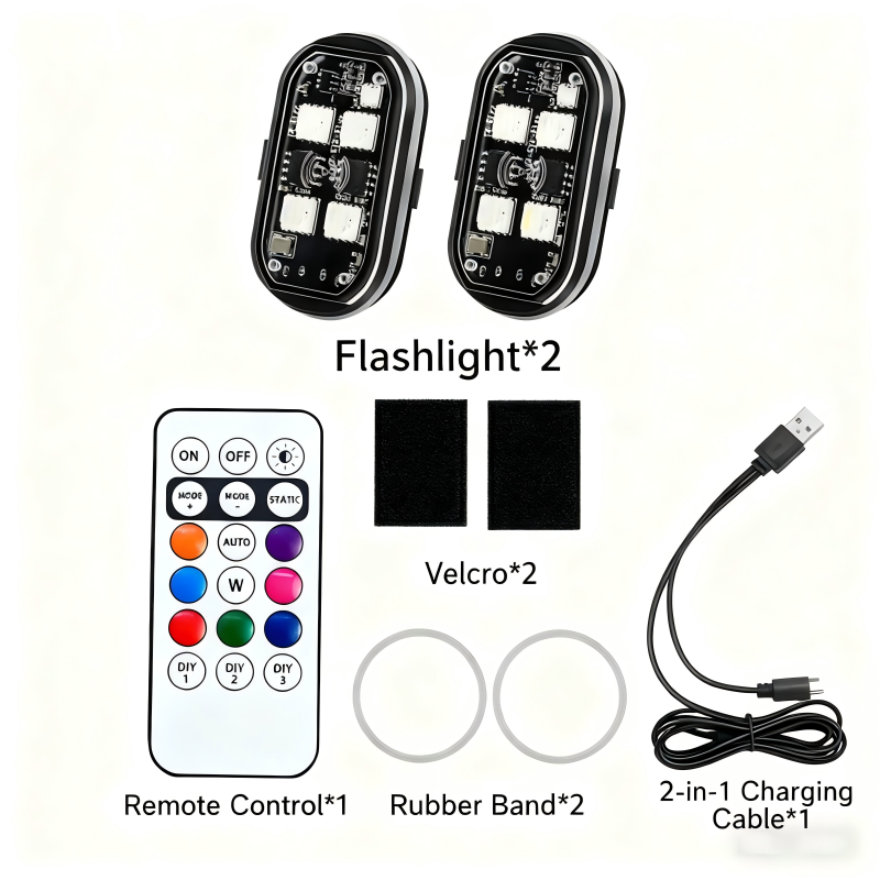 Motorcycle strobe light, car wireless navigation light, LED strobe light without wiring modification, wireless remote control super bright warning light, motorcycle cruise modified airplane light