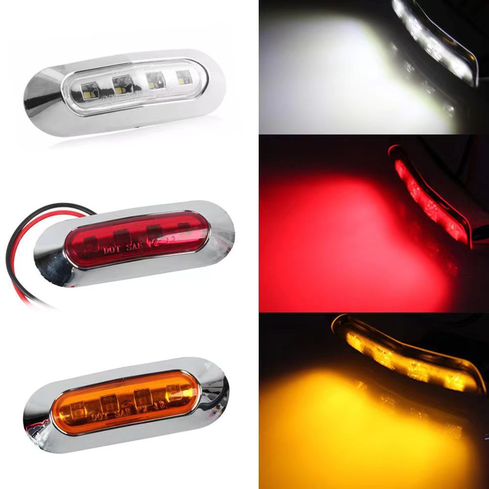 Universal 12V-24V High-Brightness LED Position Light for Pickup Trucks and Cargo Vehicles, Modified Turn Signal, Off-Road Vehicles, Trailers, RV Side Light, Chrome Waterproof Turn Signal Light
