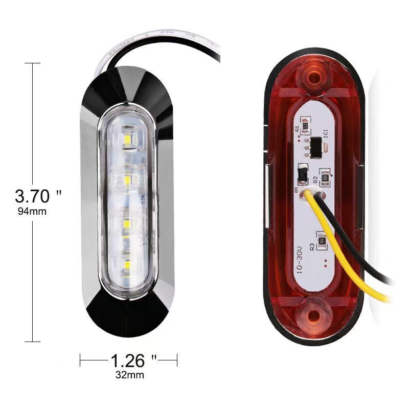 Universal 12V-24V High-Brightness LED Position Light for Pickup Trucks and Cargo Vehicles, Modified Turn Signal, Off-Road Vehicles, Trailers, RV Side Light, Chrome Waterproof Turn Signal Light