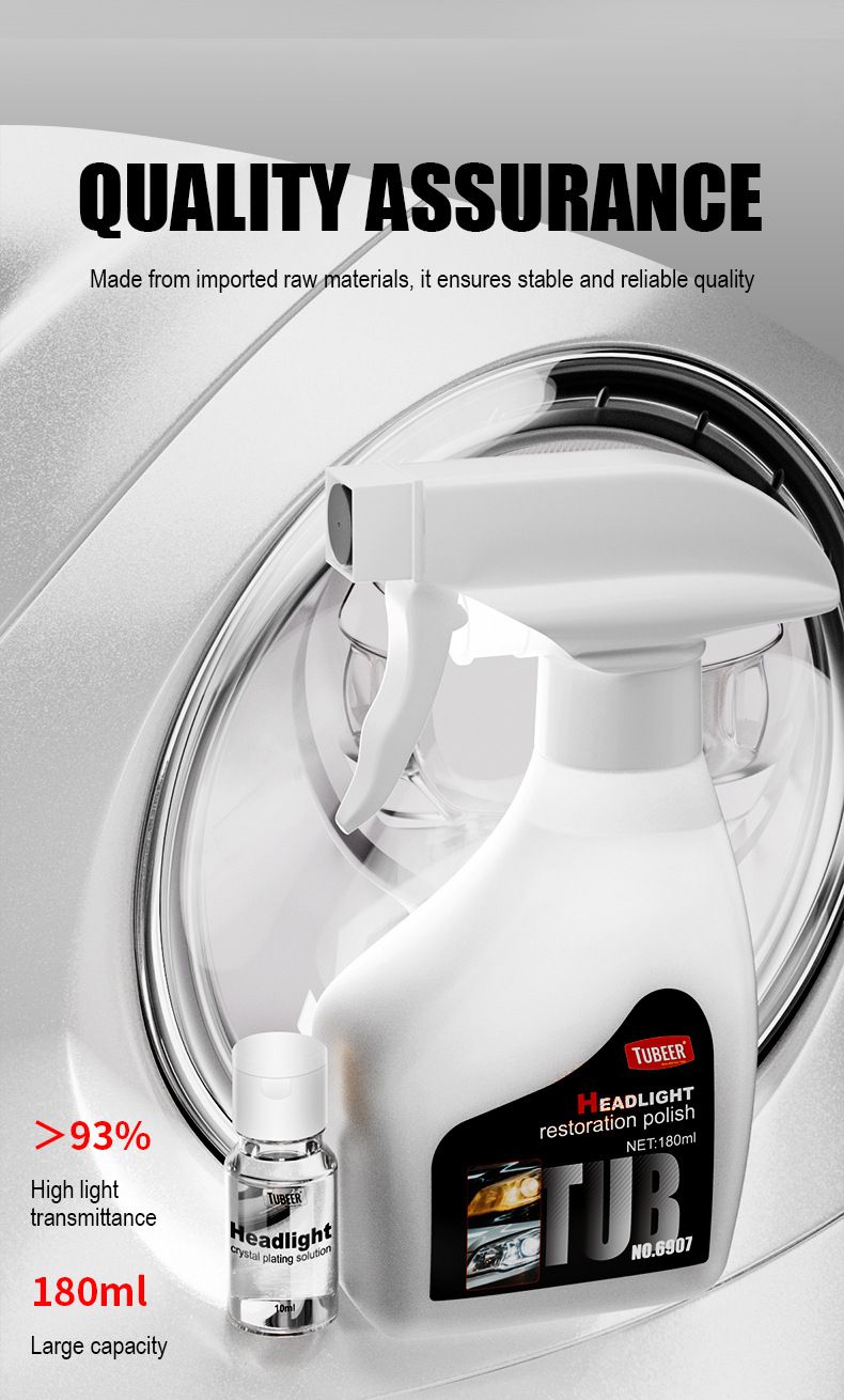 2PCS Car Headlight Renovation and Restoration Liquid, Headlight Coating Solution, Yellowing Removal, No-Sanding, Atomized Cleaning Agent, Polishing Kit