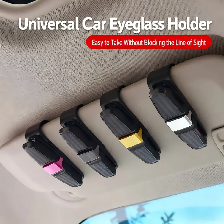 Carbon fiber car glasses clip, car sunglasses holder, car ticket clip, car sun visor glasses clip, car interior accessory