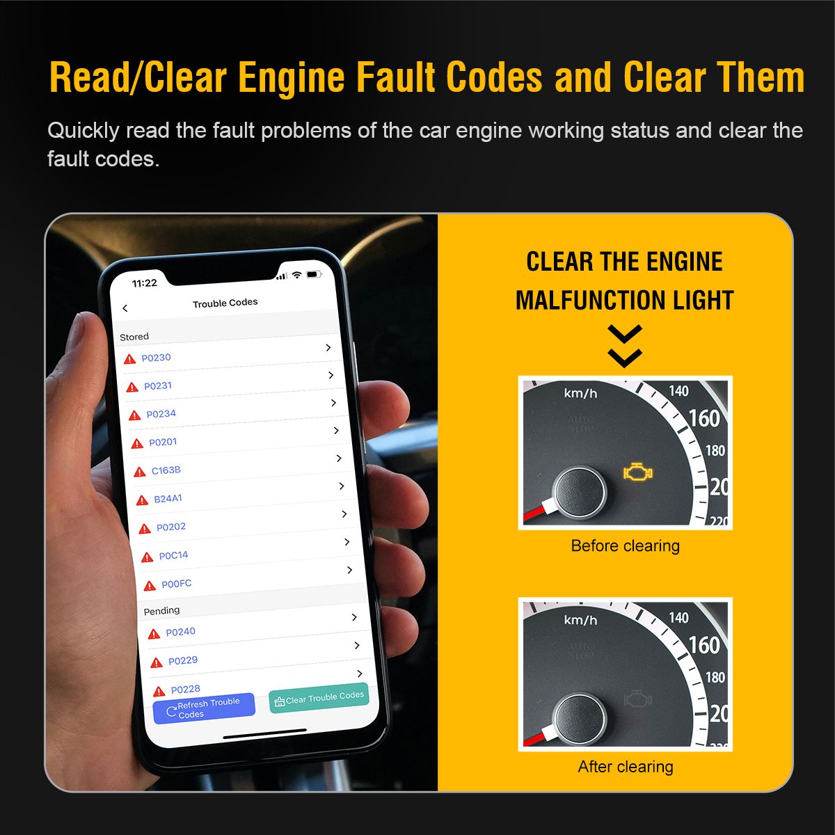 Car Engine Automatic Diagnostic Scanner Tool Bluetooth OBD2 Fault Detector V020 Mini OBDII Diagnostic Bluetooth Device OBD2 Car Code Reader Scanner Compatible with Windows and Android  and iOS